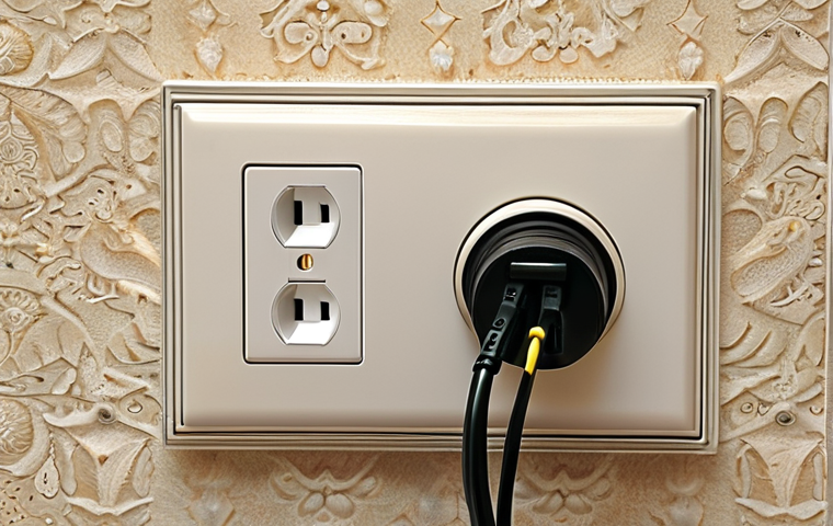 **

*   Prompt: A Turkmen electrical outlet, Type C and F plugs visible, with a universal adapter plugged in. Emphasize potential compatibility issues.

**