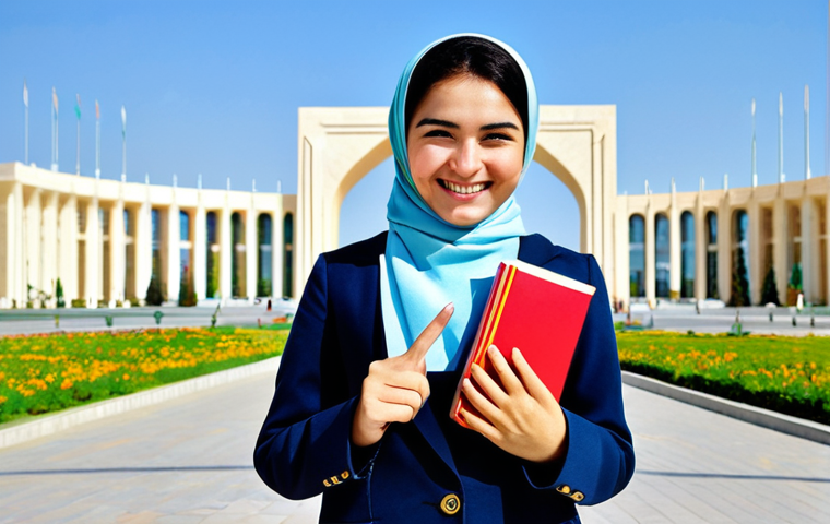 Student in Ashgabat**

"A cheerful university student, fully clothed in stylish, modern clothing appropriate for class, stands in front of the iconic Independence Monument in Ashgabat. The student is holding books and smiling confidently. Background: a sunny day, modern architecture, and a bustling city scene.  Safe for work, appropriate content, perfect anatomy, natural pose, professional, modest, family-friendly, high-resolution photography, vibrant colors, well-formed hands, proper finger count, natural body proportions."

**