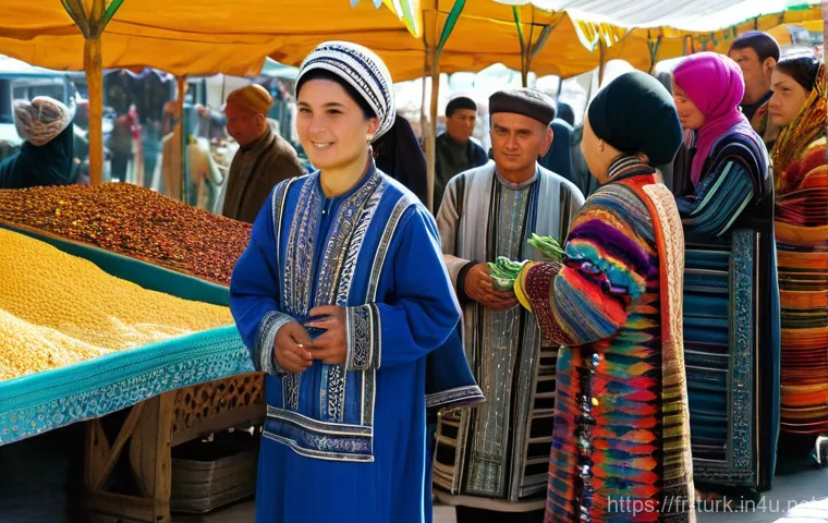 투르크메니스탄 민족성 - **Turkmen Women Weaving an Intricate Carpet in a Yurt**
    "Inside a softly lit traditional Turkmen...