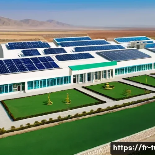투르크메니스탄에서의 교육 기회 - A modern educational campus in a rural area of Turkmenistan, featuring newly constructed school buil...