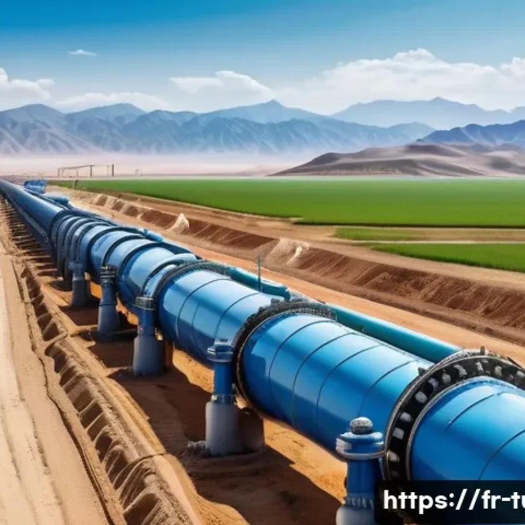 투르크메니스탄과 중국의 관계 - A highly detailed illustration of a modern natural gas pipeline stretching across the Central Asian ...
